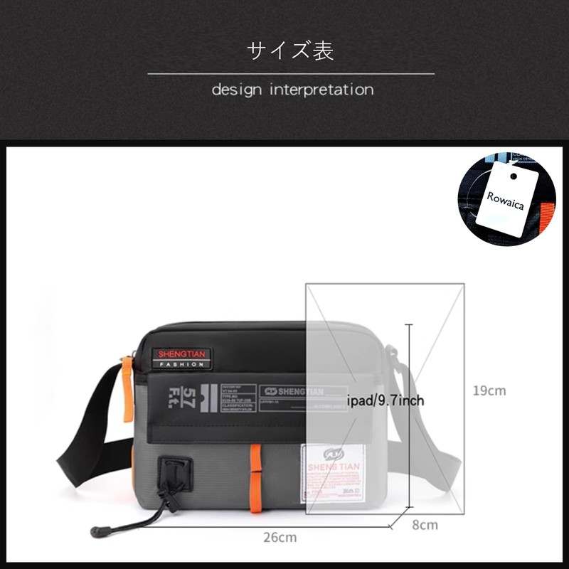 Rowaica Men's Crossbody Shoulder Bag, Lightweight, Large Capacity, Shoulder Bag,