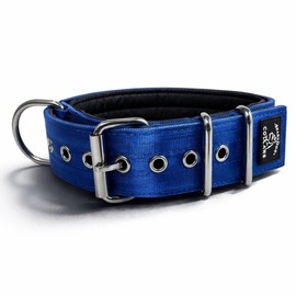SparkDog Collars Padded Working Dog Collar - 2" 4ply Padded Dog Collar Heavy Duty Stainless Steel Tactical Seatbelt Wide Buckle Collar (Blue 2.0, 16-21" Large)