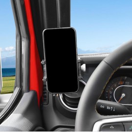 JeCar Grab Handle Phone Mount for 2024+ Jeep Wrangler JL JLU & Gladiator JT A-Pillar Adjustable Metal Cell Phone Holder