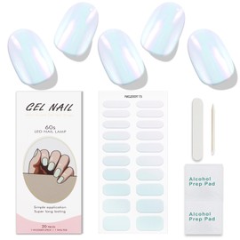 JMEOWIO Gel Nail Stickers Light Cream Green Semi Cured Gel Nail Strips Wraps UV/LED Nail Supplies Nail Art Design Decoration Accessories