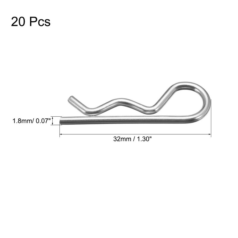 uxcell Clip Pins 1.8mm Wire Carbon Steel 32mm Length Trailer