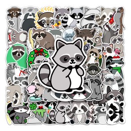 50Pcs The Northern Raccoon Stickers Vinyl Animal Stickers Pack for Laptop Water Bottle Skateboard Luggage Guitar Bicycle Cars Suitcase Scrapbook Journal,Waterproof Cute Raccoon Stickers for Kids Teens