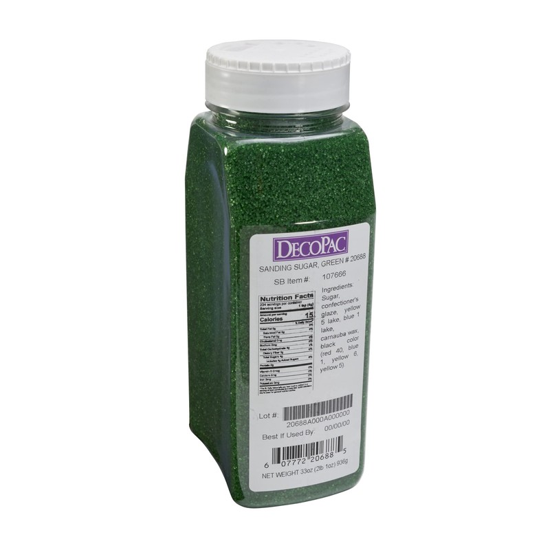 DecoPac Sanding Sugar | Green Edible Sugar Sprinkles | 33oz