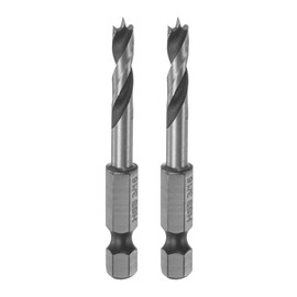 sourcing map 2pcs Brad Point Drill Bits 3/16" Dia 1/4" Hex Shank Stubby Drill Bit High-Speed Steel 1.34" Working Length Spiral Twist Drilling Tool for Woodworking Plywood Plastic