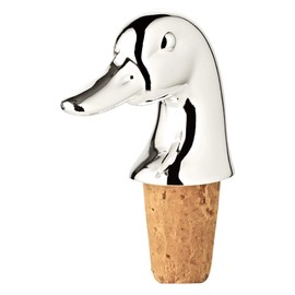 EDZARD Bottle Cork Duck, Silver Plated and Tarnish Protected, Height 3,1 in
