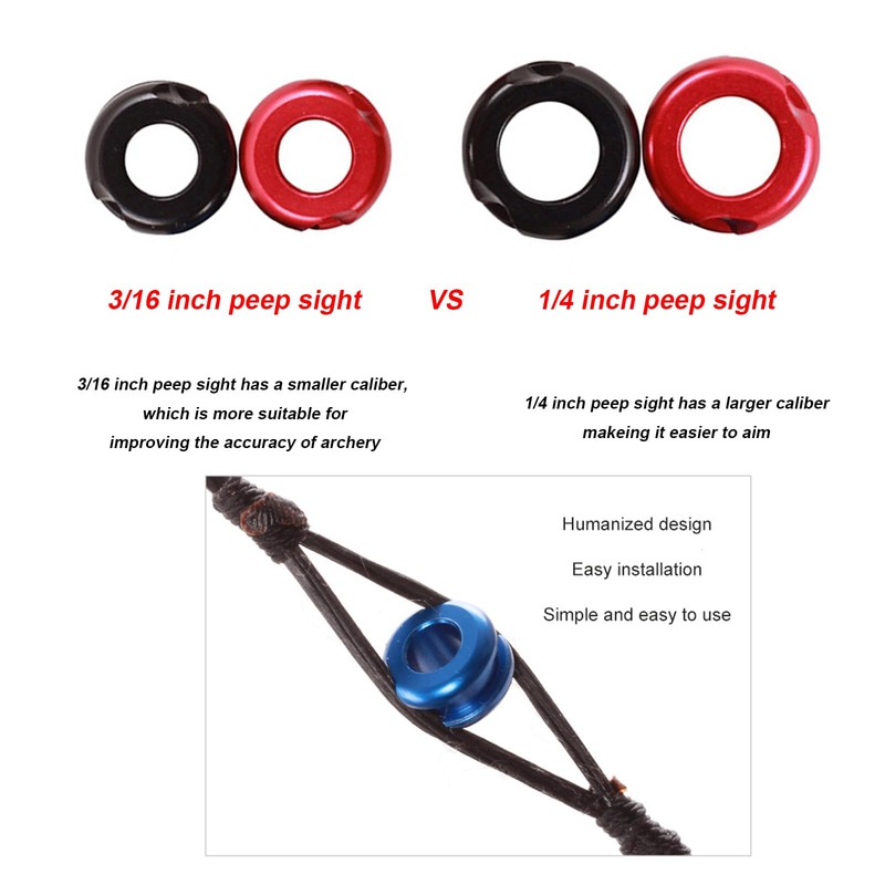 SPG Archery Peep Sight, 1/4" 3/16" Aluminum Peep Sight or