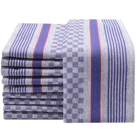 ZOLLNER Set of 10 Tea Towels 45 x 90 cm Cotton Blue Checked