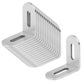 TSSS Pack of 16 Stainless Steel Angle 50 x 50 mm, Adjustable L-shaped Corner Brace with Slot, Angle Long Hole Brackets, Thickness 2.7 mm