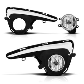 AmeriLite for 2018-2019 Toyota Yaris Clear LENS Fog Lights+Wiring Harness+Switch+Bracket - Passenger and Driver Side