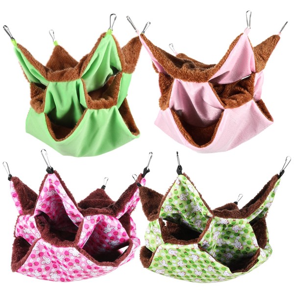 JOUTYFOR 4 Pcs 3 Layers Rat Hammock Pet Cage Hammock