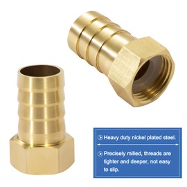 Brass Pipe Adapter, 3 Pieces 19 mm Barb x 1/2 Inch Female Thread Pipe Connector Brass with Thread, Hose Nozzle Screw Connection with Clamps for Water, Gas, Air