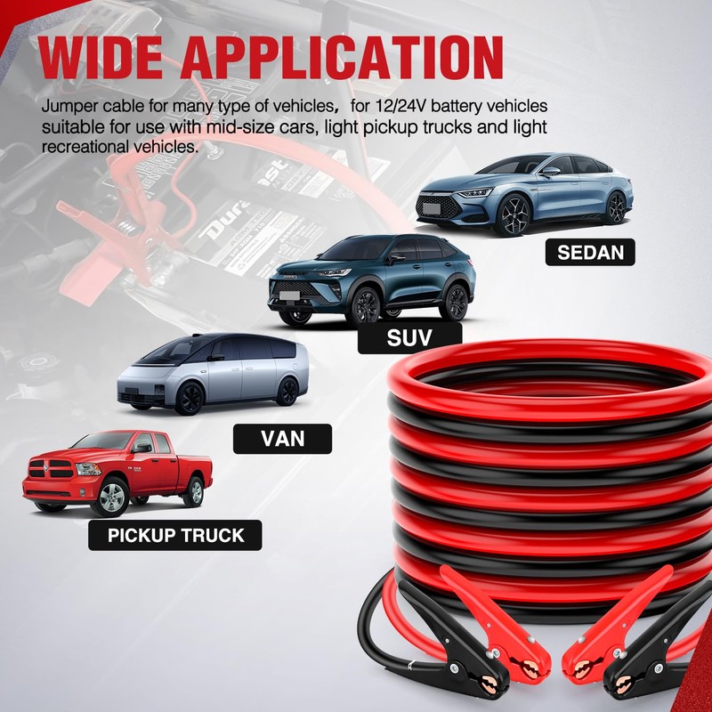 Nilight Jumper Cables for Car Battery 2 Gauge 25 FT