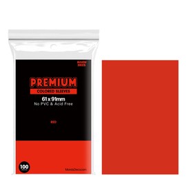 Mandu Deco Colored Kpop Photocard Sleeves Card Protector PVC Free and Acid Free Shield Cover - 61x91mm (100 Sleeves per Pack) (RED)
