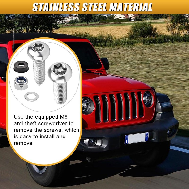 ZIMISI Anti Theft Car License Plate Screws, M6 (1/4") Stainless