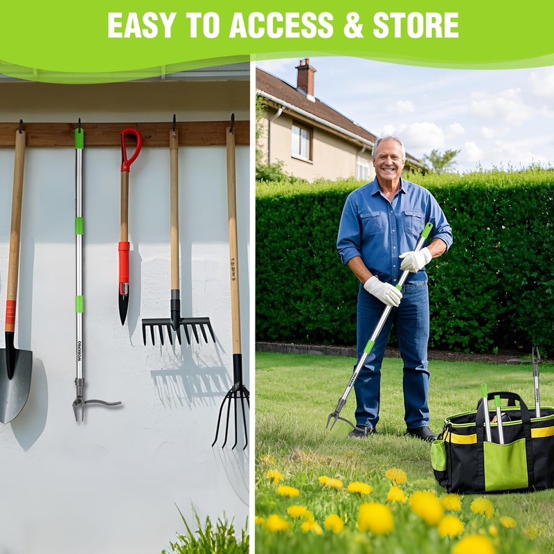 WORKPRO Weed Puller Tool with Long Adjustable Handle (33", 46"),