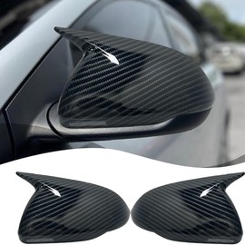 MUXEE Side Mirror Cover,for Kia Rio 2018 2019 2020 2021 2022 2023，2PCS Horned Turn Signal housing Cover Sets car Accessories -Carbon Fiber（Without Turn Signal Cutout）
