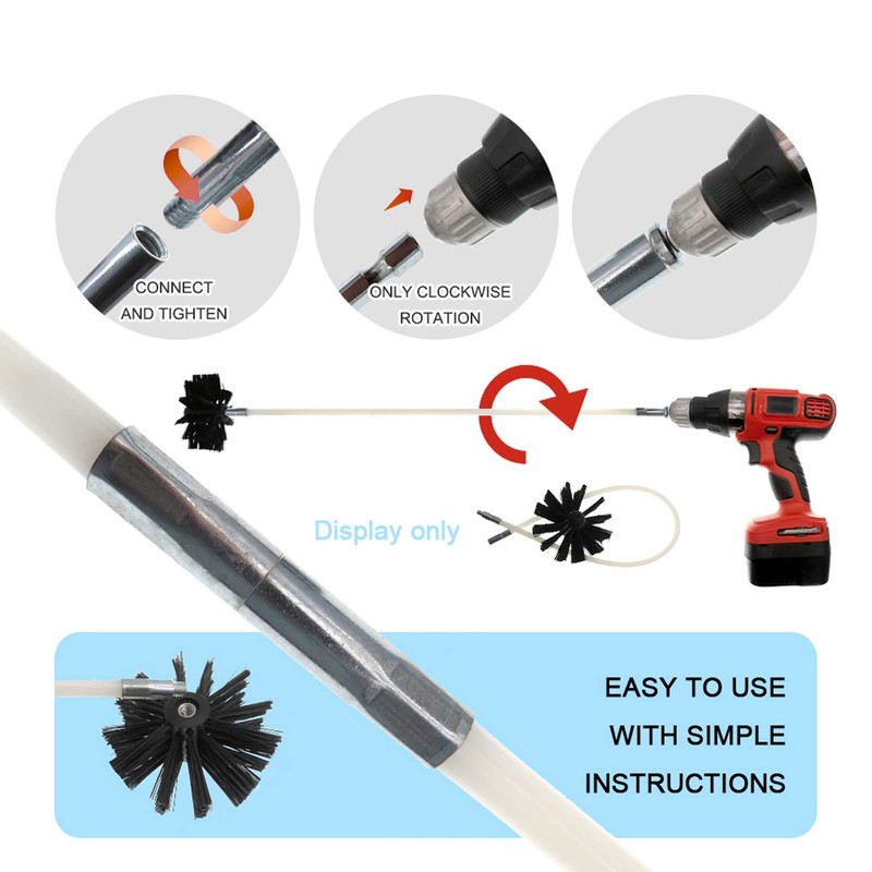 12Pcs Chimney Cleaning Brush Set with Hex Pole, 20 Foot