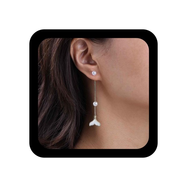 Cimenexe Bohemian Pearl Tassel Dangle Earrings Gold Pearl Ear Jacket