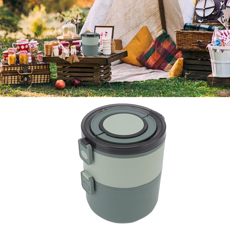 Stackable Lunch Box 1600ml Dual Layers Stainless Steel BPA Free