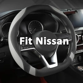 West Llama Flat Bottom Car Steering Wheel Cover for Nissan,D Shaped Steering Wheel Cover for Rogue,Altima,Kicks (Black+Gray-Standard Size)