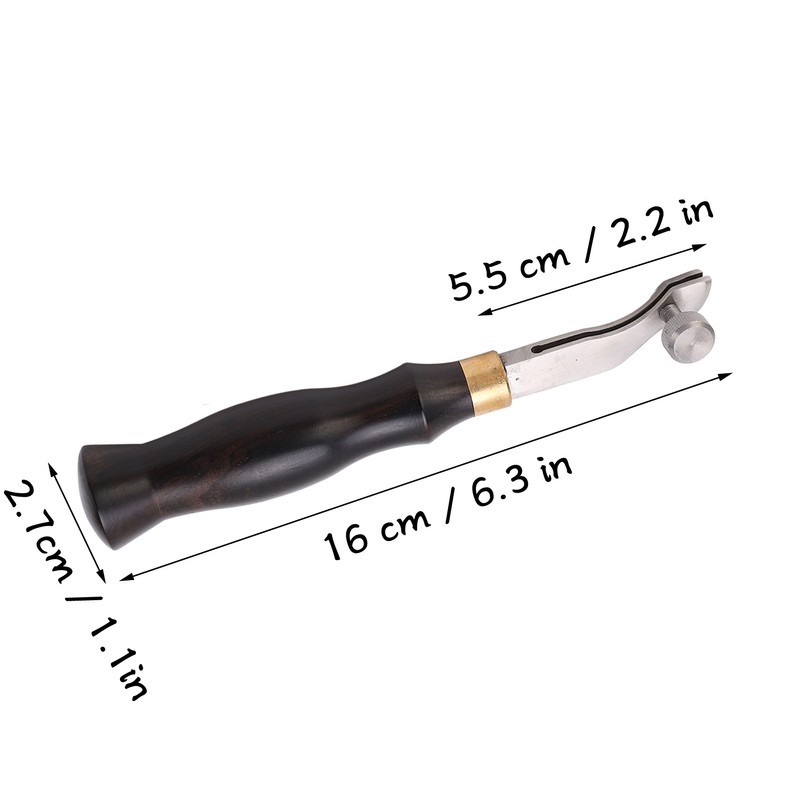 Leather Creaser 0.5mm Regulable Screw Ebony Handle Arc Design Stainless