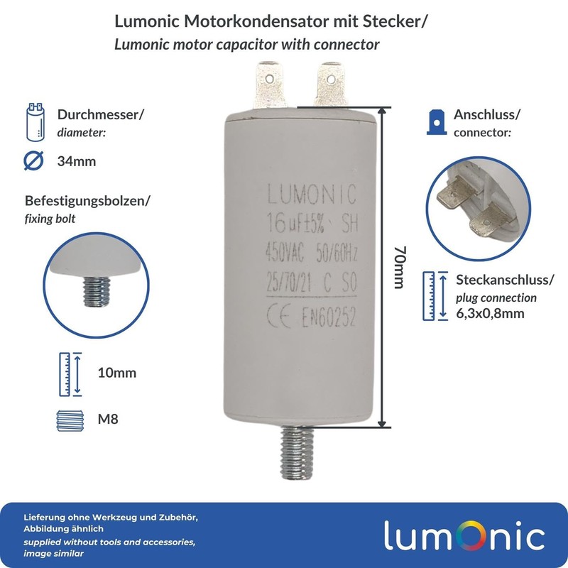 Lumonic Starting Capacitor with Plug 6.3 x 0.8 mm I