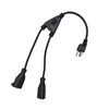 Power Cord Extension Y Splitter 1 to 2 Way Outlet