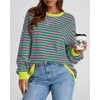 BTFBM Womens Oversized Striped Sweatshirt Crewneck Long Sleeve Pullover Top