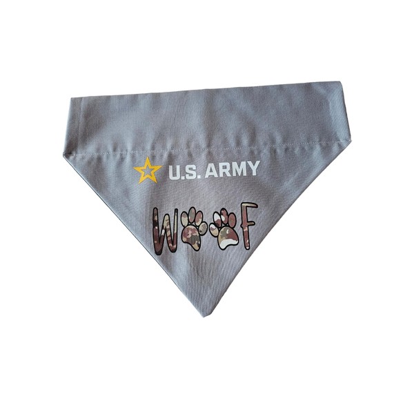 U.S. Army Logo with Camo Woof Over the Collar Dog