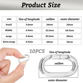 Mezrkuwr Pack of 10 Oval Clasps, Lobster Clasps, Necklace Clasps and Clasps, Spring Ring Clasps, silver