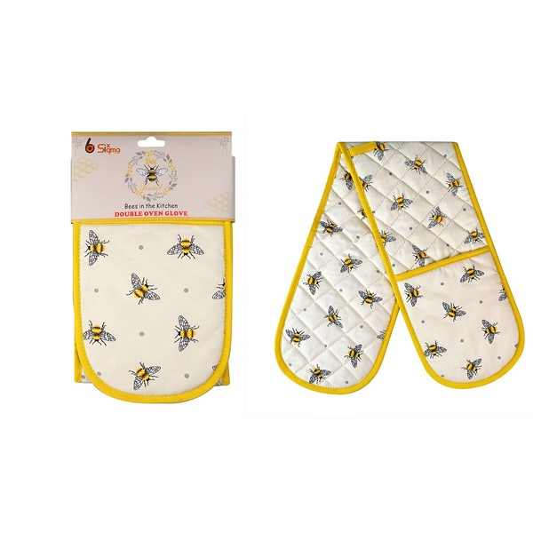 Double Oven Gloves UK Mitts Heat Resistant Mitten Heavy Duty Kitchen Pot Holders Oven Gloves Bumble Bees in the Kitchen Novelty