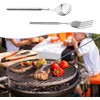 BRIOTA 2 Pcs Extendable Fork and Spoon, Telescopic Stainless Steel