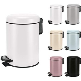 KW Soft Shade Small Round Pedal Bin 3ltr (Soft White, 3 Ltr)