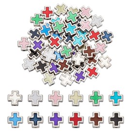 HOBBIESAY 12 Colors 72Pcs Cross Spacer Beads 8mm Metal Crucifix Cross Holy Beads Small Craft Loose Beads Connector Beads for DIY Rosary Bracelet Necklace Jewelry Making,Hole:1.7mm