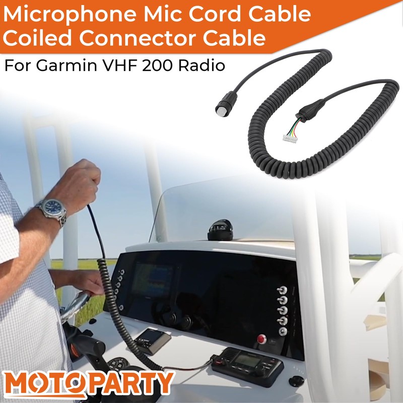motoparty for Garmin VHF 200 Radio Microphone Mic Cord Cable