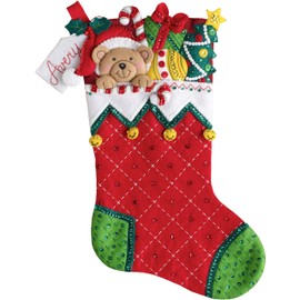 Bucilla Felt Stocking Applique Kit 18" Long-Holiday Teddy