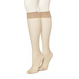 Hue Women's Sheer Knee Hi Socks 2 Pair Pack Sockshosiery, -Bare, One Size
