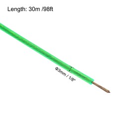 TOP-VIGOR 3mm Vinyl Coated Wire Rope, 30m / 98ft Galvanized Steel Cable Wire Rope Cable Grip with 6Pcs M3 U Bolt Saddle Cable Clip Clamps for String Light Hanging, Deck Railing, Garden Wire, Green