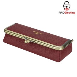Royal Bagger Genuine Leather Fashion Glasses Case - RFID Blocking, Fashion Pencil Bag with Kiss Lock, Coin Purse for Women 2135:_purple