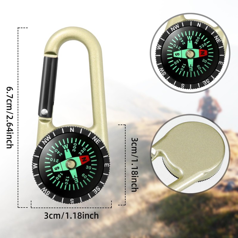 Compass with Carabiner Hook, Compass Carabiner Mini Compass Outdoor Compass