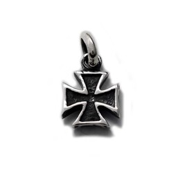 CHAOS 925 Silver Pendant, Charm, 0.6 x 0.3 inches (15 x 8 mm), Men's Iron Cross, Baby Size, Gothic Cross Motif, Medal, Iron Cross, Biker, Luxury, Silver Accessory, Sterling Silver, No Gemstone