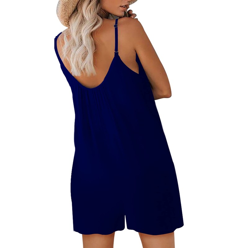 Nfsion Mameluco casual sin mangas con tirantes delgados y bolsillos,