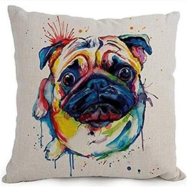 sunnymi Cotton Linen Cartoon Adorable Pet Dogs Cute Pug Hug Throw Pillow Covers Cushion Cover Decorative Sofa Bedroom (Mulitcolor),18inchx18inch (approx 45cm*45cm)