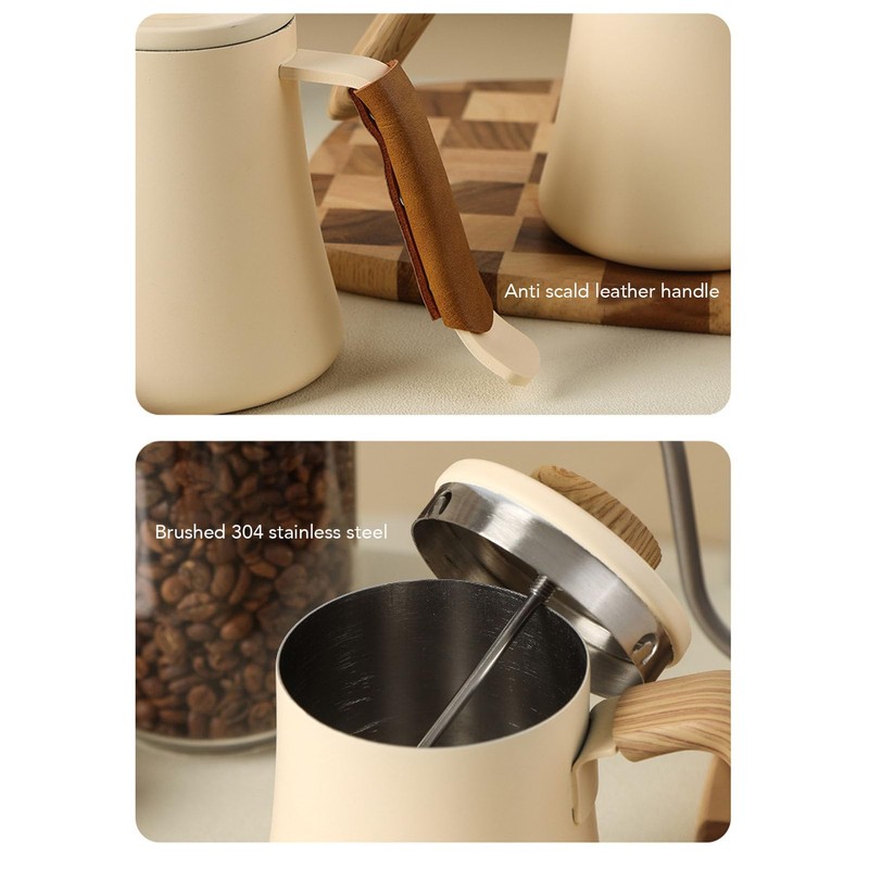 Gooseneck Kettle, Hand Drip Coffee Pot BuiltIn Thermometer and Ergonomic