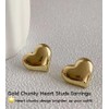 SweYone Gold Chunk Thick Heart Stud Earrings for Women, 18K