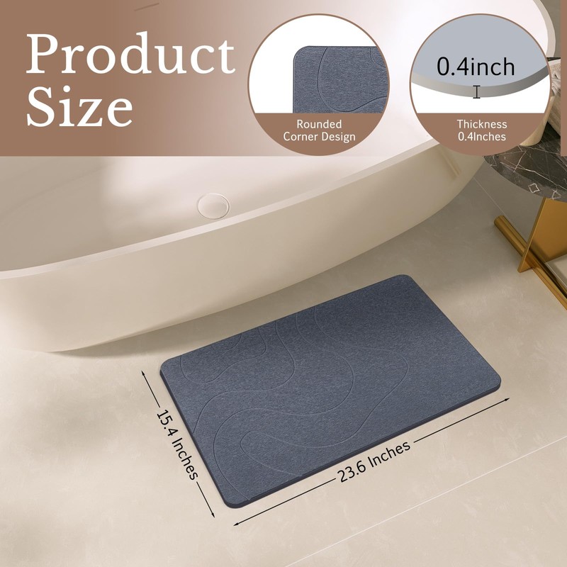 BSAOUTZ Stone Bath Mat, Natural Diatomaceous Earth Bathroom Rug, Super