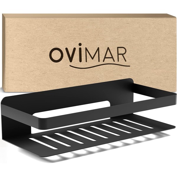 ovimar Hinnoya Shower Basket, Rectangular, Matt Black, Stainless Steel, No