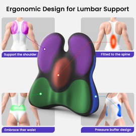 ZZ-WELL Lumbar Support Pillow for Office Chair - Memory Foam Office Chair Back Support - Ergonomic Lumbar & Back Support Pillow with Strap, Machine Washable Cover (Black)