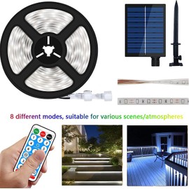 Lumtang Solar LED Strip Lights Outdoor, 16.4ft/5M Solar Powered LED Strip, IP67 Waterproof Rope Lights，Suitable for Outdoor Scenes Such as Gardens and Swimming Pools (5M, Cold White)…