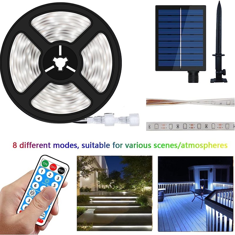 Lumtang Solar LED Strip Lights Outdoor, 16.4ft/5M Solar Powered LED